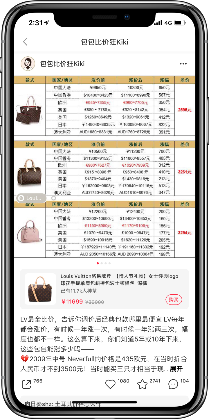 Xiaohongshu Louis Vuitton bags KOL with 1 million followers on RED