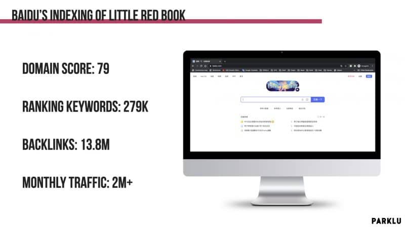 Baidu indexes Little Red Book webpages